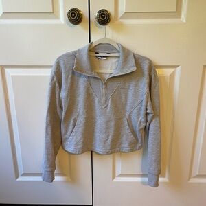 outdoor voices gray pull over sweatshirt quarter zip up